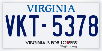 VA license plate VKT5378