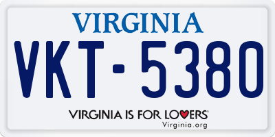 VA license plate VKT5380