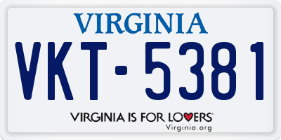 VA license plate VKT5381