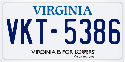 VA license plate VKT5386