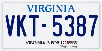 VA license plate VKT5387