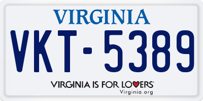 VA license plate VKT5389