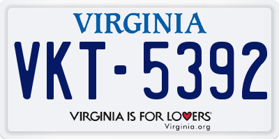 VA license plate VKT5392