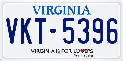 VA license plate VKT5396