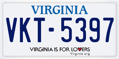 VA license plate VKT5397