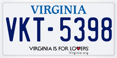 VA license plate VKT5398