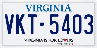 VA license plate VKT5403