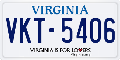 VA license plate VKT5406