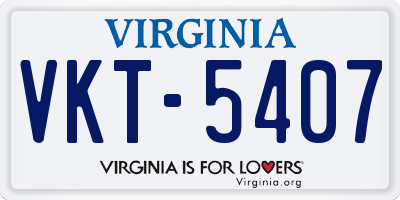 VA license plate VKT5407