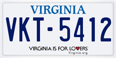 VA license plate VKT5412
