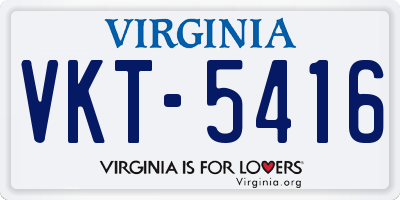 VA license plate VKT5416