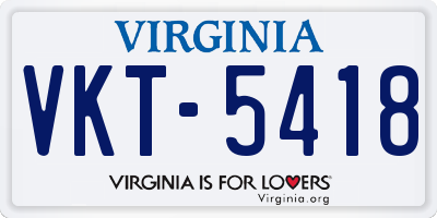 VA license plate VKT5418