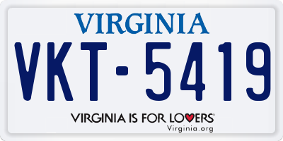 VA license plate VKT5419