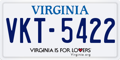 VA license plate VKT5422