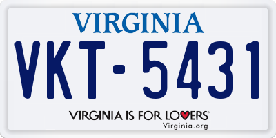 VA license plate VKT5431