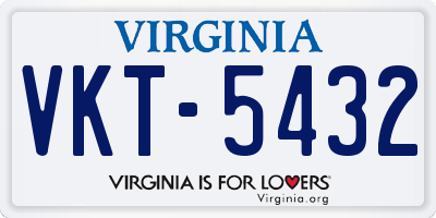 VA license plate VKT5432