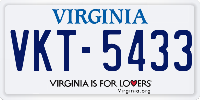 VA license plate VKT5433