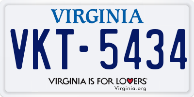 VA license plate VKT5434