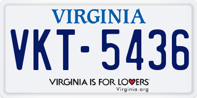 VA license plate VKT5436