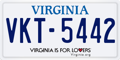 VA license plate VKT5442