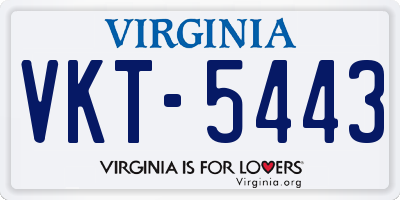 VA license plate VKT5443