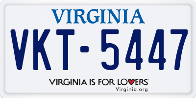 VA license plate VKT5447