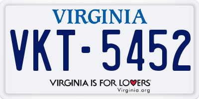 VA license plate VKT5452