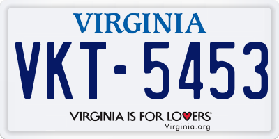 VA license plate VKT5453
