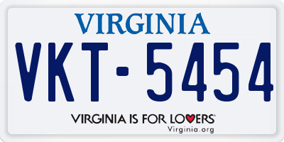VA license plate VKT5454