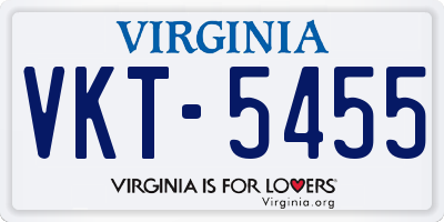 VA license plate VKT5455