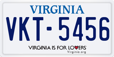 VA license plate VKT5456