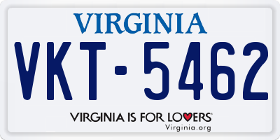 VA license plate VKT5462