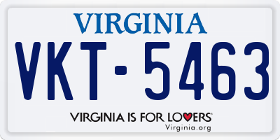 VA license plate VKT5463