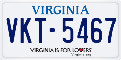 VA license plate VKT5467