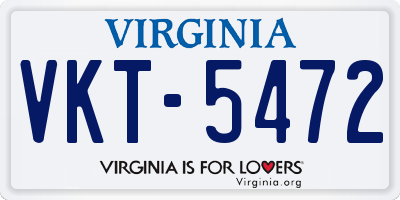 VA license plate VKT5472