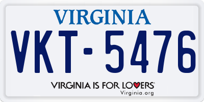VA license plate VKT5476