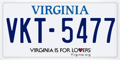 VA license plate VKT5477
