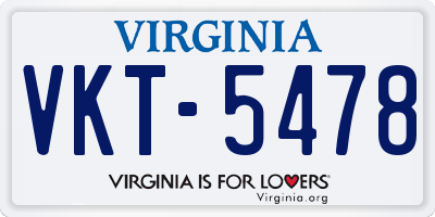 VA license plate VKT5478
