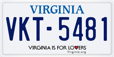 VA license plate VKT5481