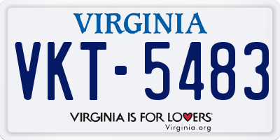 VA license plate VKT5483