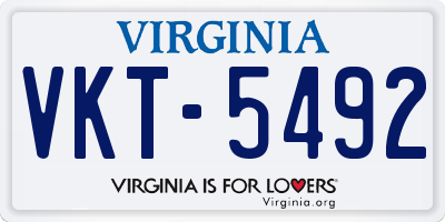 VA license plate VKT5492