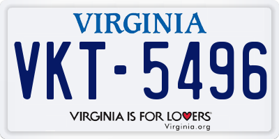 VA license plate VKT5496