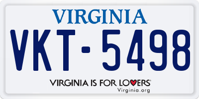 VA license plate VKT5498
