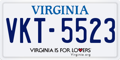 VA license plate VKT5523