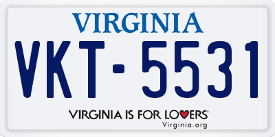 VA license plate VKT5531