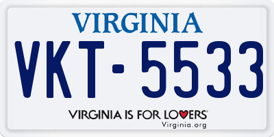 VA license plate VKT5533