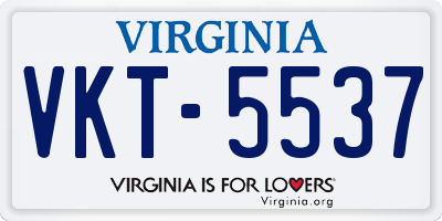 VA license plate VKT5537