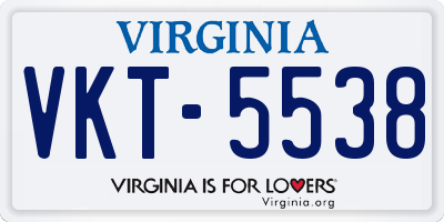VA license plate VKT5538