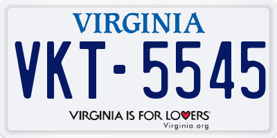 VA license plate VKT5545