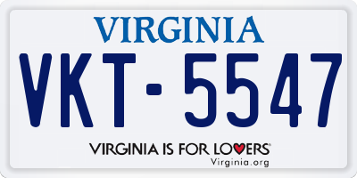 VA license plate VKT5547